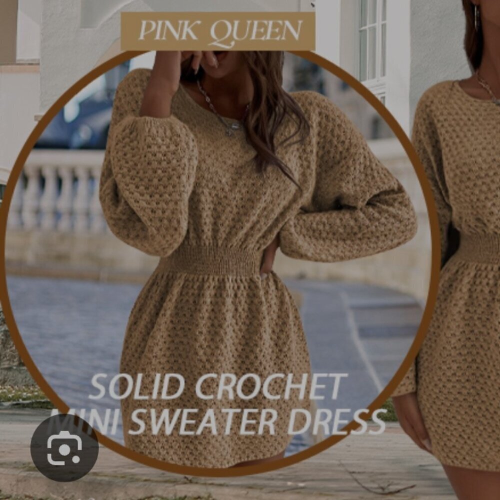 🥵 NWOT Khaki color "Pink Queen" Sweater Dress